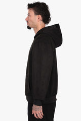 SUEDE HOODIE BLACK