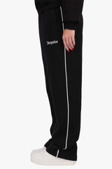 CONTRAST EMBROIDERY WOMEN OPEN LEG JOGGER BLACK
