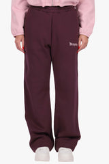 CONTRAST EMBROIDERY WOMEN OPEN LEG JOGGER PURPLE
