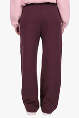 CONTRAST EMBROIDERY WOMEN OPEN LEG JOGGER PURPLE