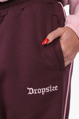 CONTRAST EMBROIDERY WOMEN OPEN LEG JOGGER PURPLE