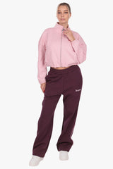 CONTRAST EMBROIDERY WOMEN OPEN LEG JOGGER PURPLE
