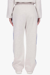 CONTRAST EMBROIDERY WOMEN OPEN LEG JOGGER GREY MELANGE