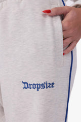 CONTRAST EMBROIDERY WOMEN OPEN LEG JOGGER GREY MELANGE