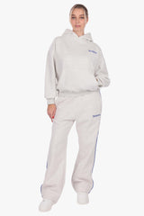 CONTRAST EMBROIDERY WOMEN OPEN LEG JOGGER GREY MELANGE