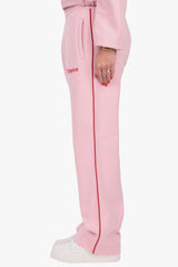 CONTRAST EMBROIDERY WOMEN OPEN LEG JOGGER PINK