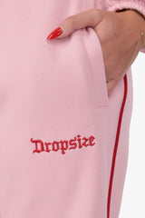 CONTRAST EMBROIDERY WOMEN OPEN LEG JOGGER PINK