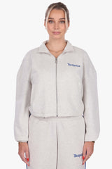 CONTRAST EMBROIDERY WOMEN ZIPPER GREY MELANGE