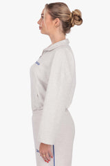 CONTRAST EMBROIDERY WOMEN ZIPPER GREY MELANGE