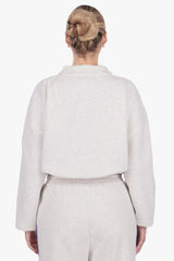 CONTRAST EMBROIDERY WOMEN ZIPPER GREY MELANGE