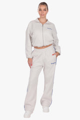 CONTRAST EMBROIDERY WOMEN ZIPPER GREY MELANGE