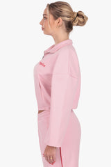 CONTRAST EMBROIDERY WOMEN ZIPPER PINK