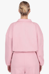 CONTRAST EMBROIDERY WOMEN ZIPPER PINK