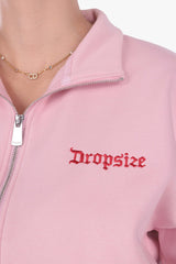 CONTRAST EMBROIDERY WOMEN ZIPPER PINK
