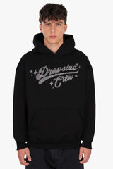 HEAVY OVERSIZE RHINESTONE MOTIV HOODIE BLACK