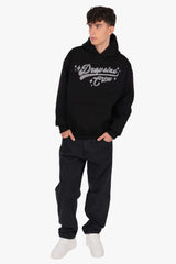 HEAVY OVERSIZE RHINESTONE MOTIV HOODIE BLACK