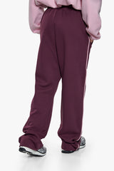CONTRAST EMBROIDERY WOMEN OPEN LEG JOGGER PURPLE