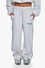 CONTRAST EMBROIDERY WOMEN OPEN LEG JOGGER GREY MELANGE