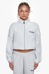 CONTRAST EMBROIDERY WOMEN ZIPPER GREY MELANGE