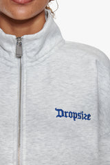 CONTRAST EMBROIDERY WOMEN ZIPPER GREY MELANGE