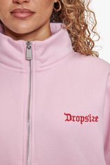 CONTRAST EMBROIDERY WOMEN ZIPPER PINK