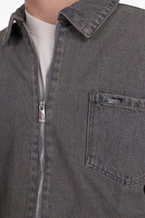 SINGLE POCKET JEANS JACKET GREY WASHED