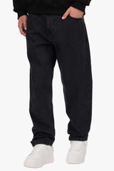 LOOSE FIT RHINESTONE LOGO JEANS WASHED GREY