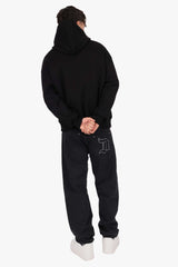 LOOSE FIT RHINESTONE LOGO JEANS WASHED GREY