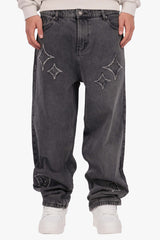 LOOSE FIT APPLICATION JEANS WASHED BLACK