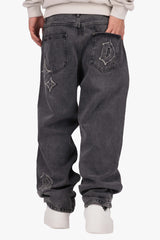 LOOSE FIT APPLICATION JEANS WASHED BLACK