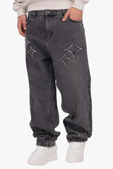 LOOSE FIT APPLICATION JEANS WASHED BLACK