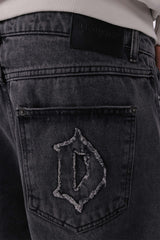 LOOSE FIT APPLICATION JEANS WASHED BLACK