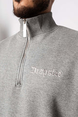 HEAVY OVERSIZE HALF ZIP HOODIE HEATHER GREY