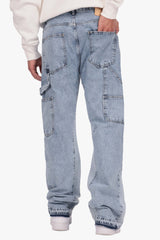 FLARE FIT CARPENTER DETAIL JEANS LIGHT BLUE