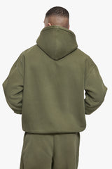 HEAVY OVERSIZE HD LOGO HOODIE ACID WASHED OLIVE
