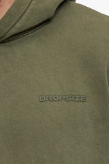 HEAVY OVERSIZE HD LOGO HOODIE ACID WASHED OLIVE