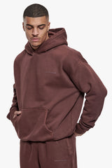 HEAVY OVERSIZE HD LOGO HOODIE ACID WASHED PLUM