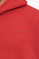HEAVY OVERSIZE HD LOGO HOODIE ACID WASHED RED