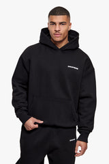HEAVY OVERSIZE HD LOGO HOODIE BLACK