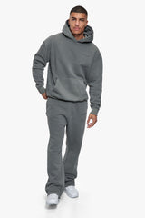 HEAVY OVERSIZE HD LOGO HOODIE ACID WASHED LIGHT GREY