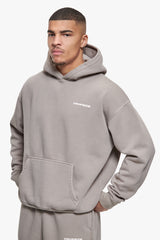 HEAVY OVERSIZE HD LOGO HOODIE ACID WASHED MORNING DOVE