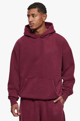 HEAVY OVERSIZE HD LOGO HOODIE  WASHED CRANBERRY