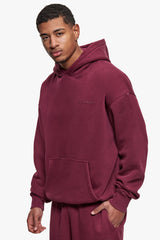 HEAVY OVERSIZE HD LOGO HOODIE  WASHED CRANBERRY
