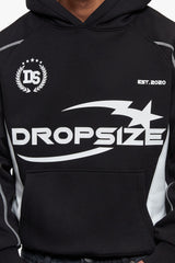 HEAVY OVERSIZE SPORTY LOGO HOODIE BLACK