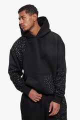 HEAVY OVERSIZE RHINESTONE HOODIE  BLACK