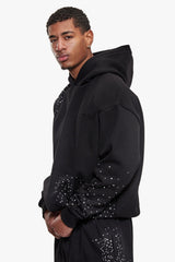 HEAVY OVERSIZE RHINESTONE HOODIE  BLACK