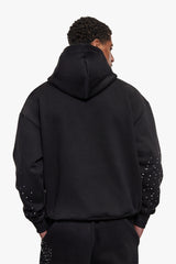 HEAVY OVERSIZE RHINESTONE HOODIE  BLACK