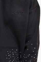 HEAVY OVERSIZE RHINESTONE HOODIE  BLACK