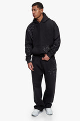 HEAVY OVERSIZE RHINESTONE HOODIE  BLACK