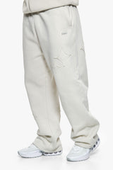 STAR PATCH OPEN LEG JOGGER ACID WASHED GREY